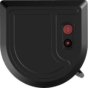 Dettaglio di t.b.t. Stufe a gas nero con pulsante rosso.