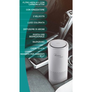 Purificatore d'aria Ardes bianco per piccoli spazi, ad es. in auto.