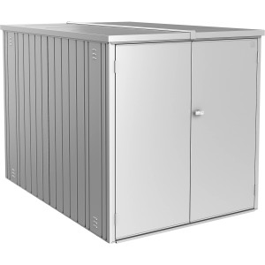 Biohort Minigarage, 145x203x151 cm, Argento metallizzato. Box porta bici per giardino o cortile.
