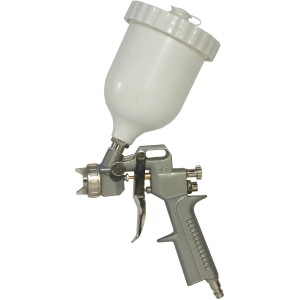 t.b.t. pistola a spruzzo per compressori, argento con contenitore bianco.