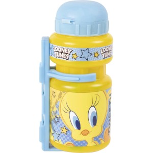 Borraccia gialla con design di Tweety e coperchio blu.