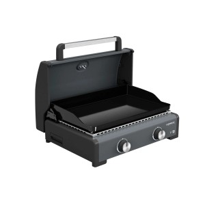 Grill da campeggio portatile con piastra, ideale per i viaggi.