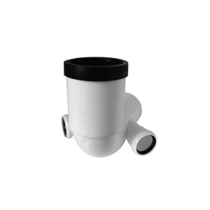 Curva HT bianca con guarnizione nera per tubi di scarico.