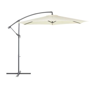Ombrellone a braccio t.b.t. con telo beige e struttura grigia.