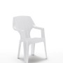 Sedia da giardino bianca in plastica t.b.t. con braccioli.