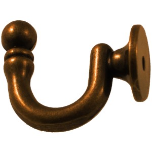 Gancio per tende effetto bronzo per il montaggio su bastoni per tende.
