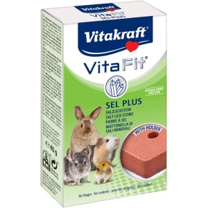 Vita Fit Sel-Plus leccalecca di sale per roditori, 40g, con supporto. Alimento supplementare per roditori.