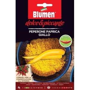 Confezione di semi di peperone giallo (Peperone Paprica Giallo) di Blumen, dolce e piccante.