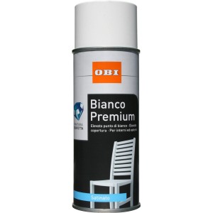 Vernice spray OBI BIANCO Premium, bianco, satinato. Per interni ed esterni.