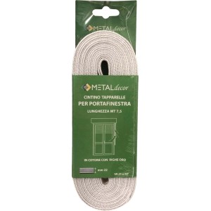 Cintino per tapparelle in cotone con righe oro, lunghezza 7,5 m.