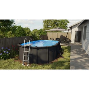 Piscina fuori terra ovale in acciaio antracite Gre 500x300 H 132 cm