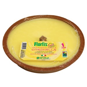 Candela alla citronella in vaso di terracotta per repellente per zanzare.