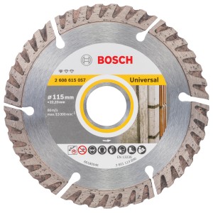 Disco da taglio universale Bosch, diametro 115mm per accessori smerigliatrice angolare.
