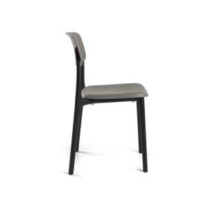 Sedia impilabile Poppy in polipropilene grigia e nera 49,5x49h79,5 cm