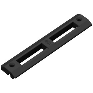 Copertura nera t.b.t. per serratura di porte e finestre con due aperture e fori di montaggio.