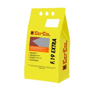 Sacco giallo di adesivo per piastrelle t.b.t. F.19 Extra di CerCol.