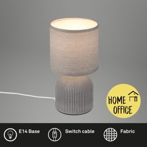 Lampada da tavolo grigia Brilo Ino con base in ceramica e paralume in tessuto, Ø 18 cm.