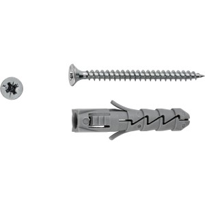 Tassello ad espansione LUX con vite, 10x50mm, set da 4, per fissaggi affidabili.
