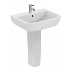 Lavabo bianco t.b.t. con rubinetto per il bagno.