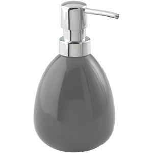 Wenko Dispenser sapone Polaris Grey, ceramica, 390ml, dispenser sapone liquido grigio con pompa cromata.