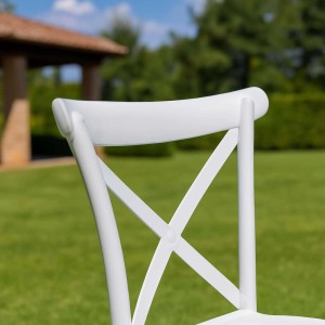 Sedia impilabile Cross in polipropilene bianca 43x52,5h45/88 cm