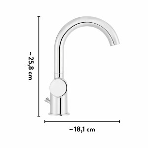 Miscelatore lavabo cromato baliv WT-5151 con dimensioni, rubinetto monocomando
