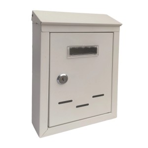 Cassetta postale bianca t.b.t. da parete con finestra e serratura.