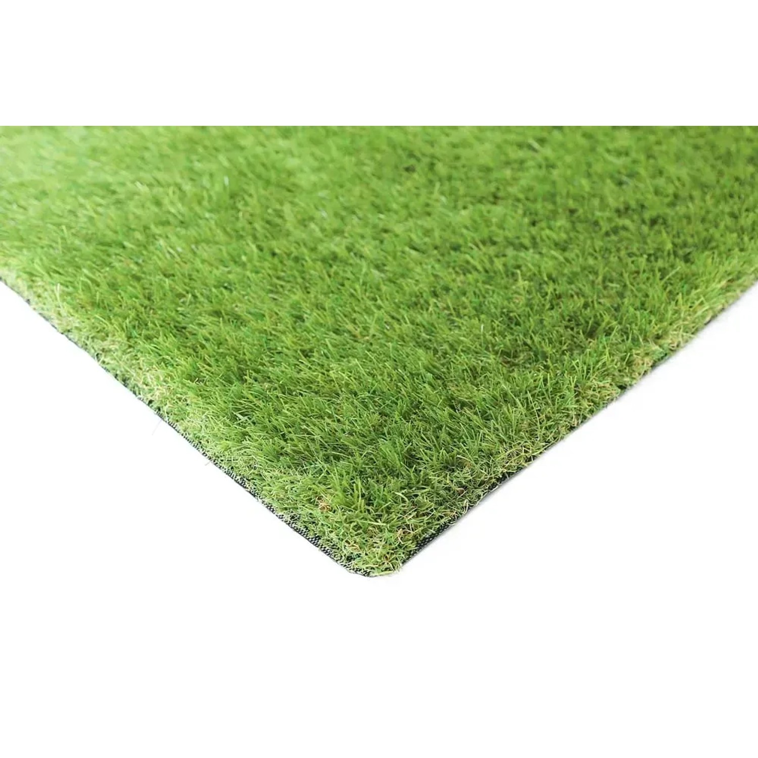 Primo piano di erba sintetica verde. Ideale per giardino, balcone e terrazza.