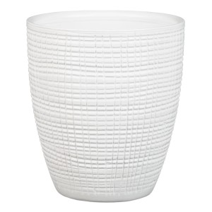 Scheurich Vaso per piante Panna, Ø 13cm, vaso in ceramica bianca con texture per interni.