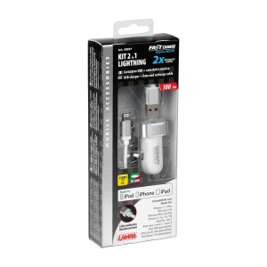 t.b.t. Accessorio auto interni: caricatore USB e cavo Lightning in set.