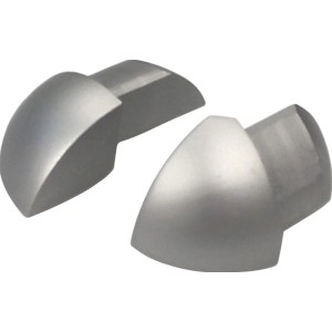 Set di 2 angoli esterni per profili di finitura a quarto di cerchio, alluminio argento opaco, 12 mm.