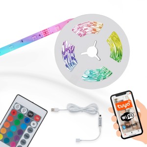Set striscia LED t.b.t. con telecomando, cavo e controllo smartphone.