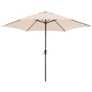 Ombrellone da mercato beige, Ø 300 cm, con manovella per facile apertura e chiusura.