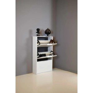 Scarpiera 3 ribalte doppia profondità 120x65x25 cm bianco