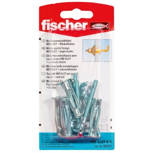 Fischer tassello per cavità HM 5x37 con ganci ad angolo, set da 4, adatto per cartongesso e controsoffitti.