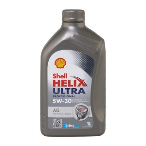 Olio motore Shell Helix Ultra 5W-30, flacone da 1 litro per motori diesel e benzina.