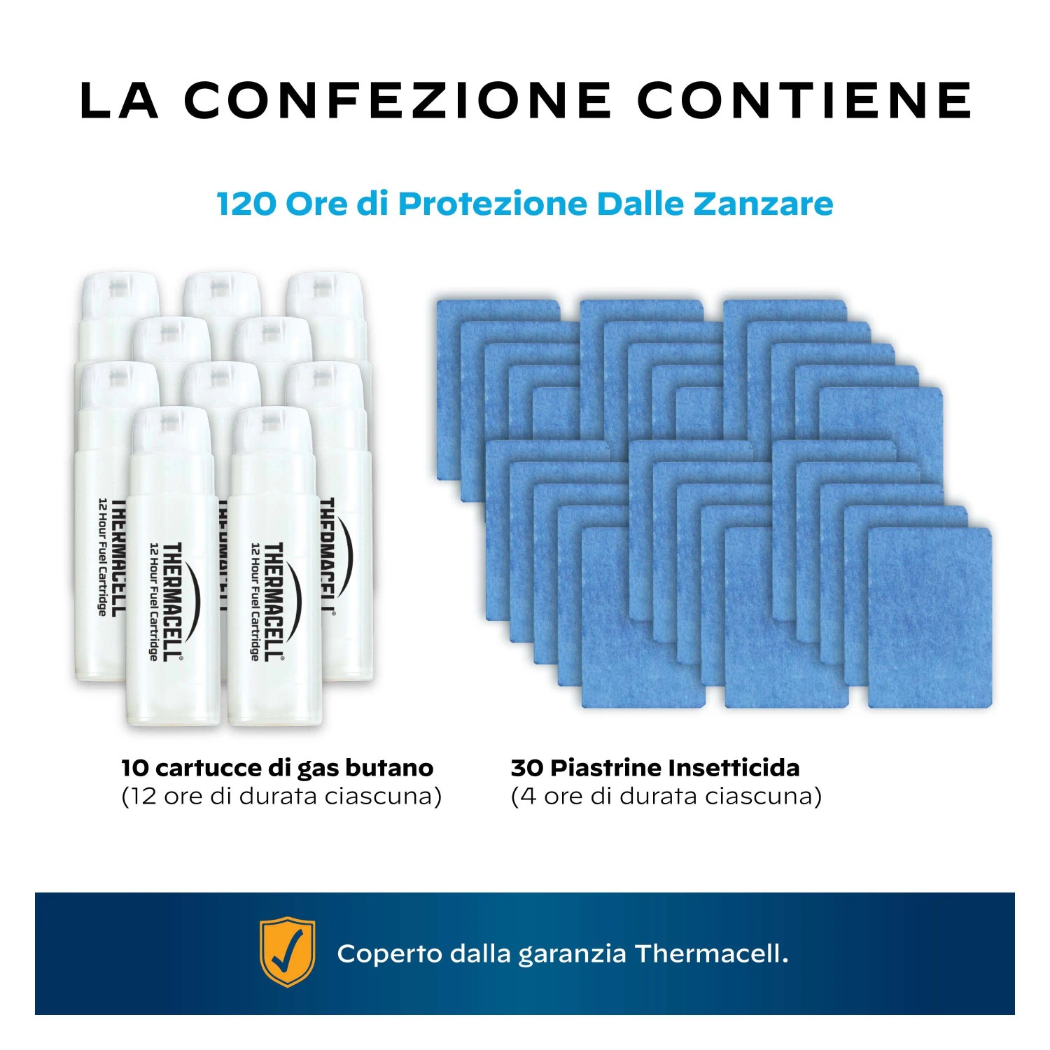 t.b.t. Antizanzare: Ricarica con cartucce di gas e piastrine insetticida.