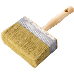 Pennello da imbianchino LUX 15x5 cm con manico in legno e setole chiare per pitture e vernici.