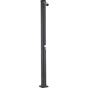 Doccia solare Gre in PVC nera 20l, alta 200 cm, con soffione e miscelatore monocomando per giardino, piscina.