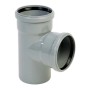 Raccordo a T grigio per tubi HT per acque reflue.