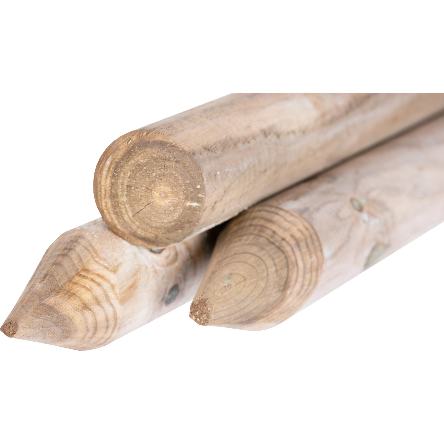 Pali in legno per recinzioni, naturali, appuntiti.