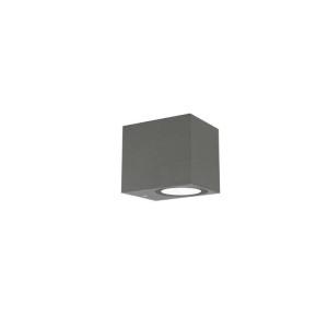 Lampada da esterno grigia a cubo con apertura rotonda. Ideale per facciate moderne.