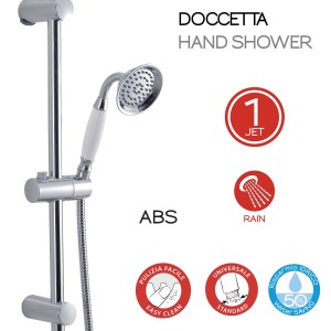 Set doccia t.b.t. con doccetta e asta saliscendi, cromo/bianco.