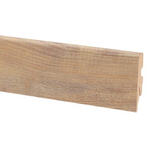 Battiscopa effetto rovere, 60x20 mm, lunghezza 2600 mm. Listello in MDF per un facile fissaggio a clip.