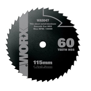 Lama per sega circolare Worx HSS WA5047, 115mm, 60 denti per segare metallo, legno e PVC.