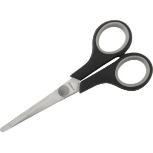 Forbici da bricolage con manico nero e lame in acciaio inox per destrorsi e mancini.