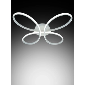 Plafoniera LED moderna t.b.t. con design curvo bianco per un'illuminazione elegante.