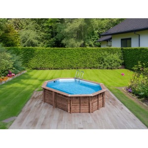 Piscina fuori terra in legno ovale Gre Bambu 2 da 535x335 H136 cm