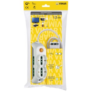 Multipresa Vimar bianca con 4 prese e cavo da 1,5 m nella confezione.