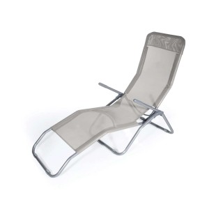 Lettino prendisole grigio t.b.t. con braccioli e schienale regolabile per giardino e terrazza.